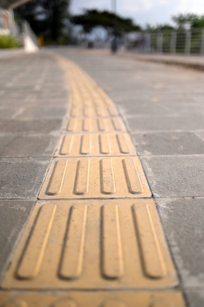Yellow tactile paving for blind people