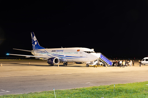 South African Airways aircraft at King Shaka International Airport in Durban, South Africa