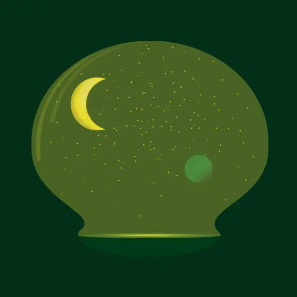 Vector illustration of bright stars and moon.