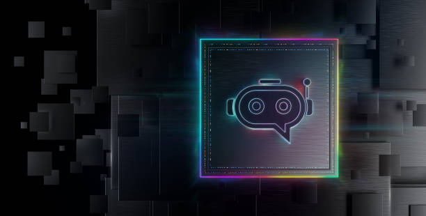 istock Digital chatbot icon on future tech background. Productivity of AI bots evolution. Futuristic chatbot icon in world of technological progress and innovation. CGI 3D render 1995268130