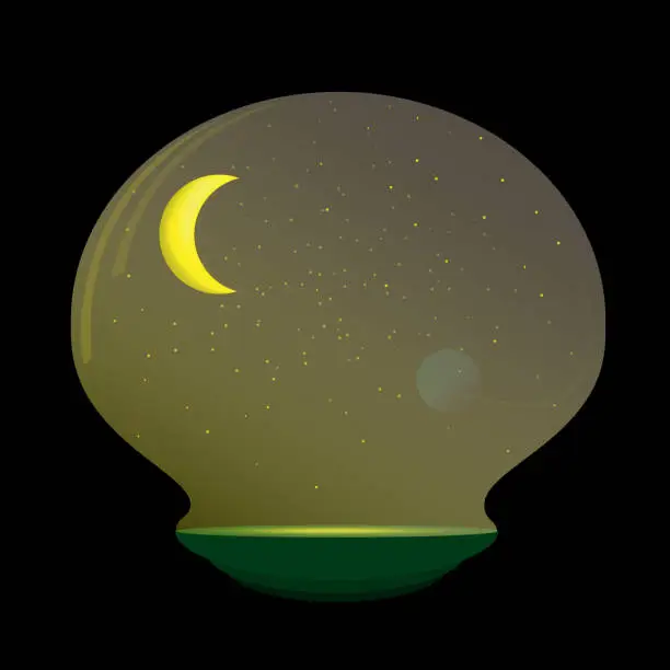 Vector illustration of bright stars and moon.