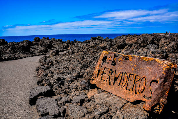 Spanish View Landscape in Lanzarote Tropical Volcanic Canary Islands Spain