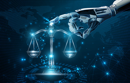 Use of artificial intelligence and machine learning in the field of law. (Used clipping mask)