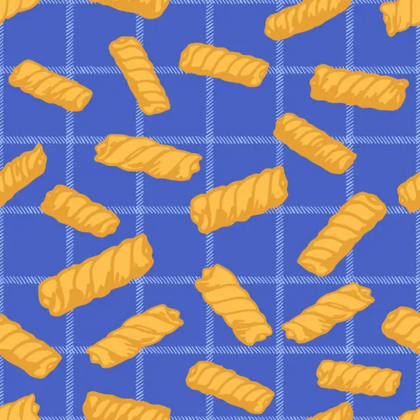 Vector illustration of Hand Drawn Doodle Style Pasta Seamless Pattern