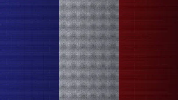 Vector illustration of The national flag of France. The france tricolour. National flag wallpaper with wave pattern, dotted and shadow gradient style.