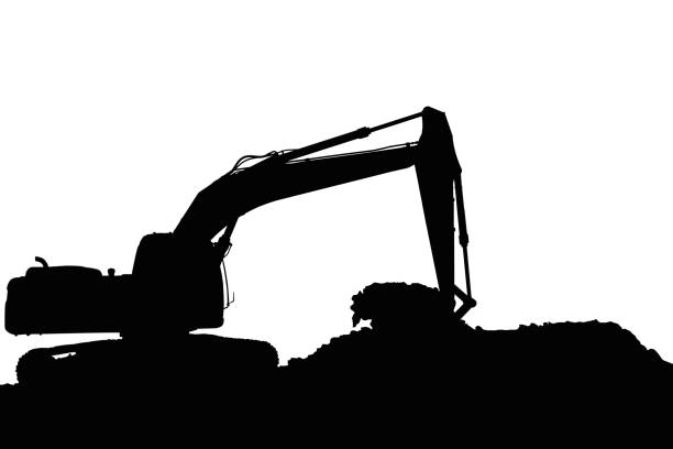 istock Crawler Excavators silhouette are digging the soil 1995331576