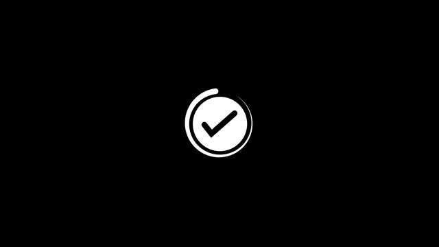 animated check mark icon with circle rotated on background