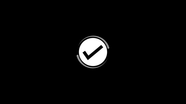 animated check mark icon with circle rotated on background