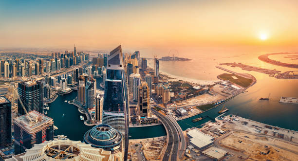 istock View of the Dubai skyline at sunset from above 1995339696