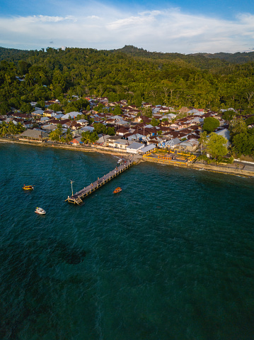 The Aerial View of Haruku Village in Haruku Island, Central Maluku, Indonesia