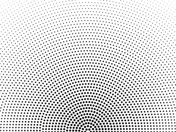 illustrazioni stock, clip art, cartoni animati e icone di tendenza di grunge mezzo tono radiale punteggiato sfondo disegno vettoriale. - gradazione mezzo tono