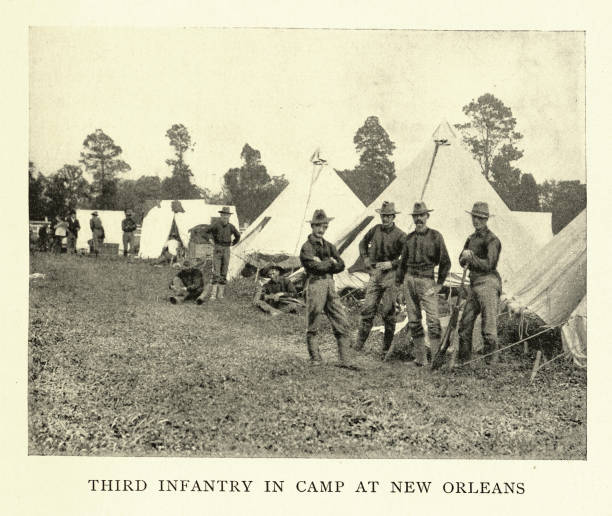 istock Military history, Soldiers, US army 3rd Infantry, Camp at New Orleans, Spanish–American War, 1890s 19th Century 1995417949