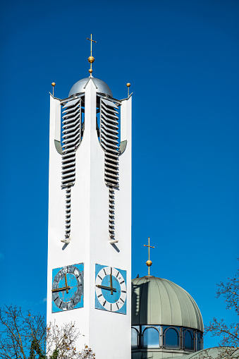 Munich, Germany - Nov 06, 2023: Exterior view of All Saints Orthodox Church in Munich, Germany in Europe