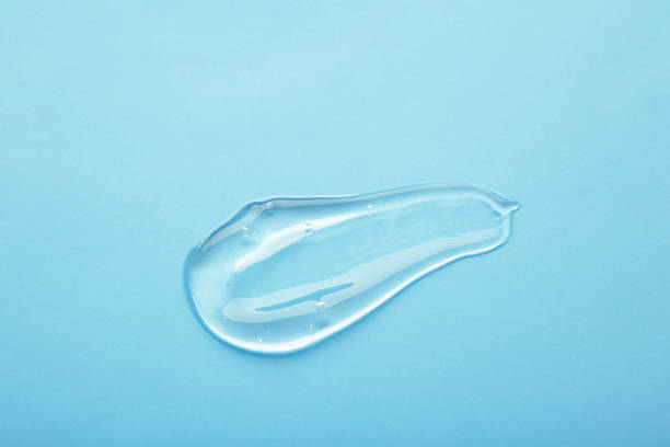 istock Cosmetic smears of creamy texture on a pastel blue background 1995483672