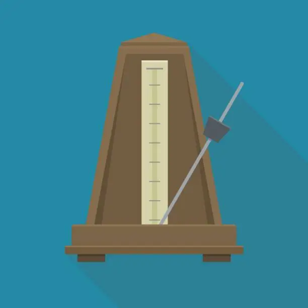 Vector illustration of Oscillating metronome on a blue background (flat design)