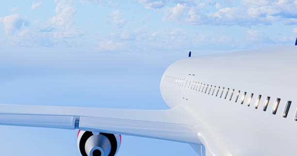 istock Realistic aircraft. Passenger plane in different views. 3D render of an airplane on a sky background. 1995541035