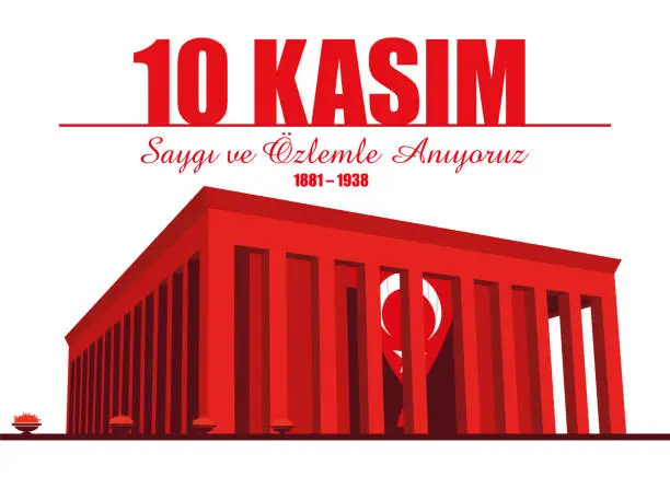 Vector illustration of 10 Kasım Atatürk'ü Anma Günü. 10 November, Ataturk Commemoration Day