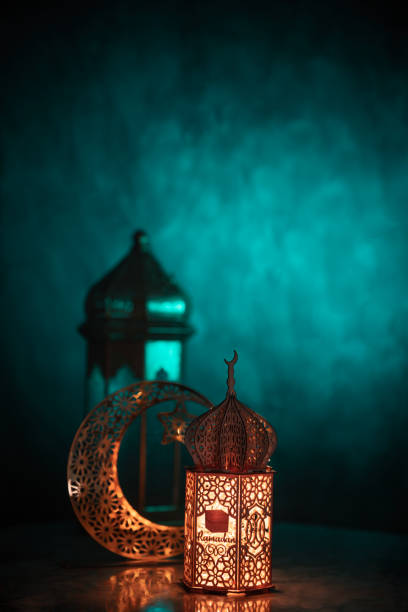 istock Ramadan background Vintage lantern lamp with crescent moon 1995553213