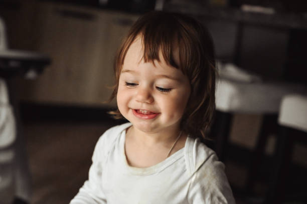 Cute small girl at home.