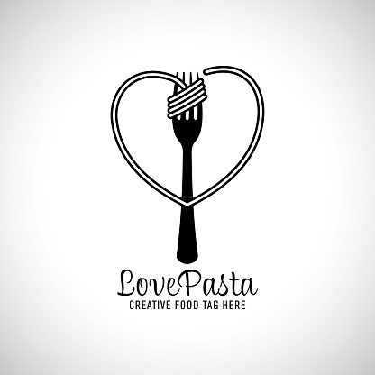 Vector Illustration of a Love Heart Format Icon Design Spaghetti Noodles and Pasta Restaurant and Fast Food.