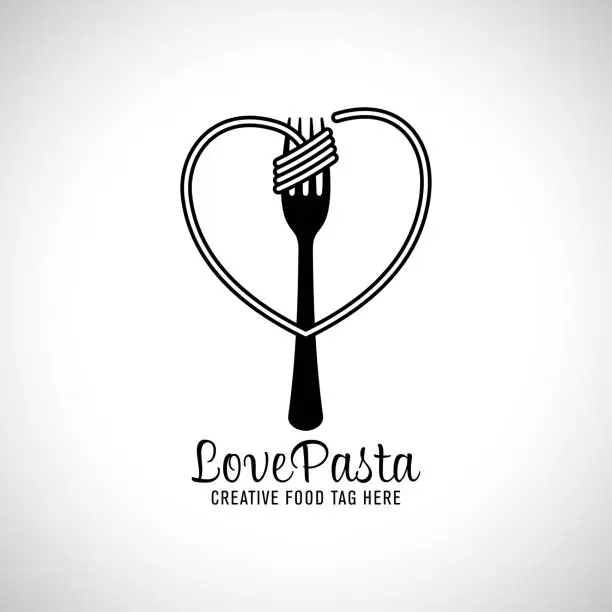Vector illustration of Love Heart Format Icon Design Spaghetti Restaurant and Fast Food