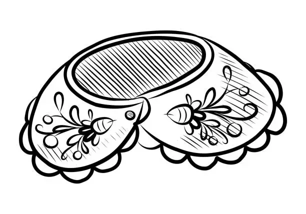 Vector illustration of BLACK AND WHITE VECTOR DRAWING OF A LACE COLLAR FOR PETS