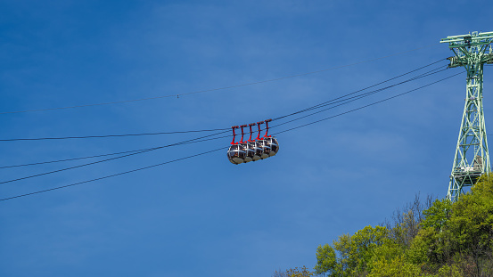 Gondola bubbles - Cable car taking tourists to Fort de La Bastille in Grenoble, France