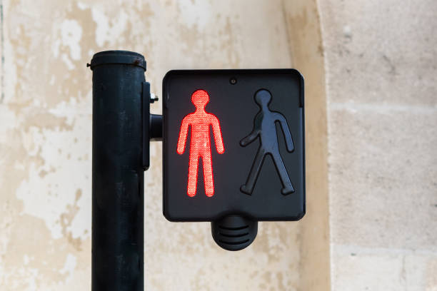 istock Red light at pedestrian traffic lights. 1995645784