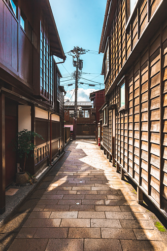 Traditional Japanese cityscape in Kanazawa, Japan