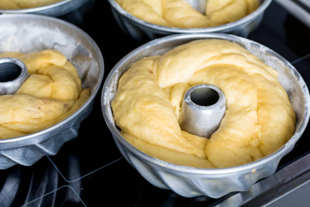 Easter bread before placing in the oven.  Braided sweet bread dough.