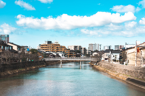 Asana River near Higashi Chaya area in Kanazawa, Japan