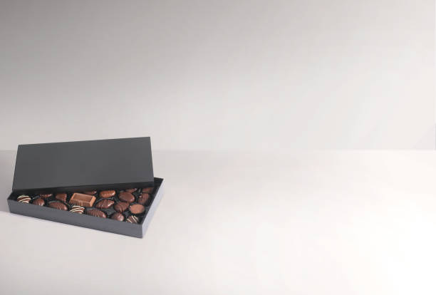 Close up of  praline out of the praline box