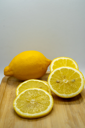 ripe lemon slice, isolated on a white background