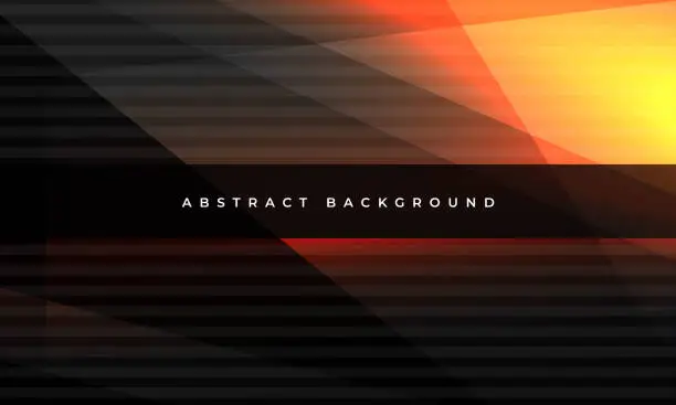 Vector illustration of Black and orange striped modern abstract background with geometric shapes.