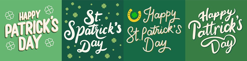 Collection of text banners St. Patrick's Day. Handwriting inscriptions set St. Patrick's Day. Hand drawn vector art