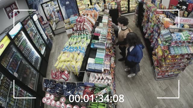 Young Woman Shoplifting in a Convenience Store