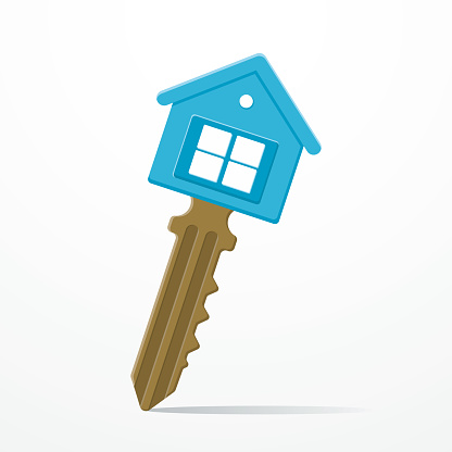 Simple blue golden house key
