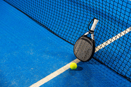 outdoor tennis clay court detail with net