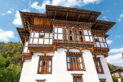 Exterior of Nalanda Buddhist College in Punakha, West Bhutan, Asia