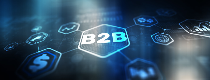 B2B Business Company Commerce Technology Marketing concept on abstract background.