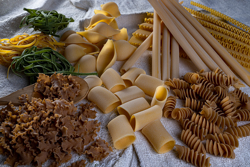 Various types of dried pasta