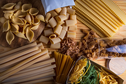 Assortment of Italian raw pasta