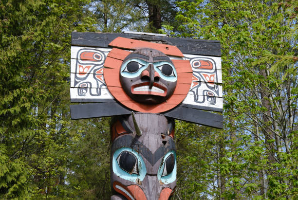 Canada British Columbia Campbell River town, First nations  totem pole
