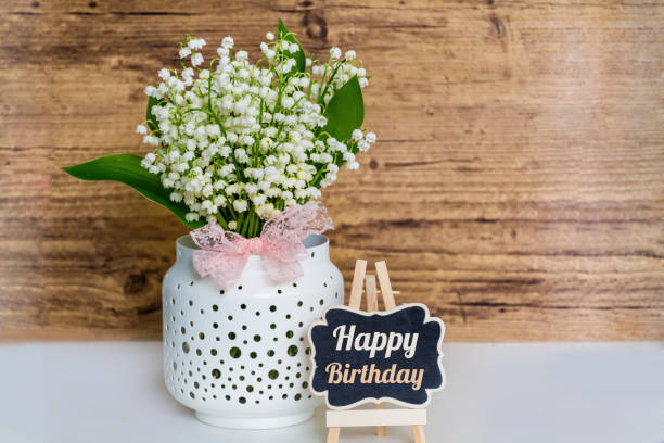 Happy Birthday Greeting Card with Lily of the Valley