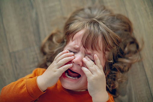 Little toddler boy having a tantrum