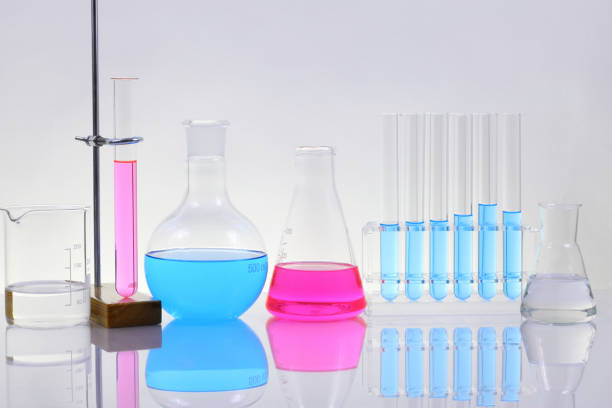 istock Laboratory equipment on a laboratory table on a white background during the experiments 1995965811
