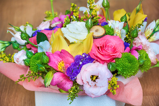 Metal Bucket with wildflowers