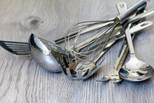 Stainless Steal Kitchen Spoon Over White Background