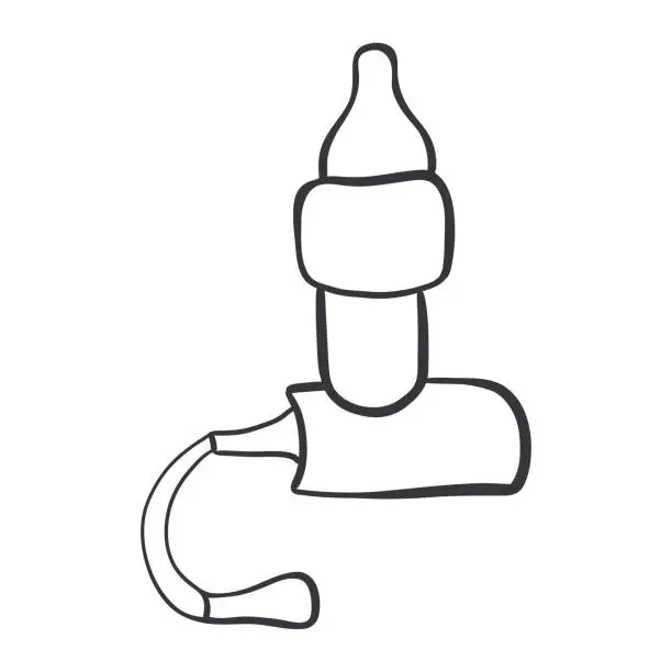 Vector illustration of Nasal manual aspirator doodle icon.