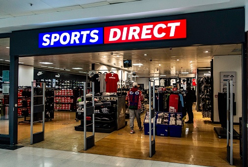 The storefront of Sports Direct in the Corrib Shopping Centre, Galway, Ireland